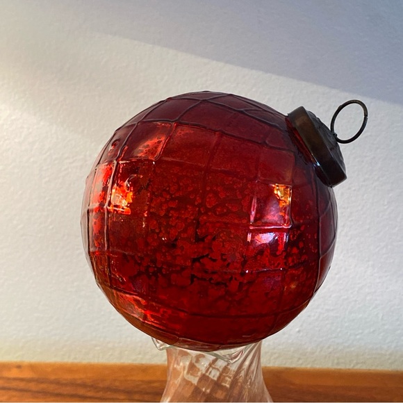 Antique Ruby Red Mercury Glass German Kugel Christmas Ornament Rare 134 Grams - Picture 8 of 9